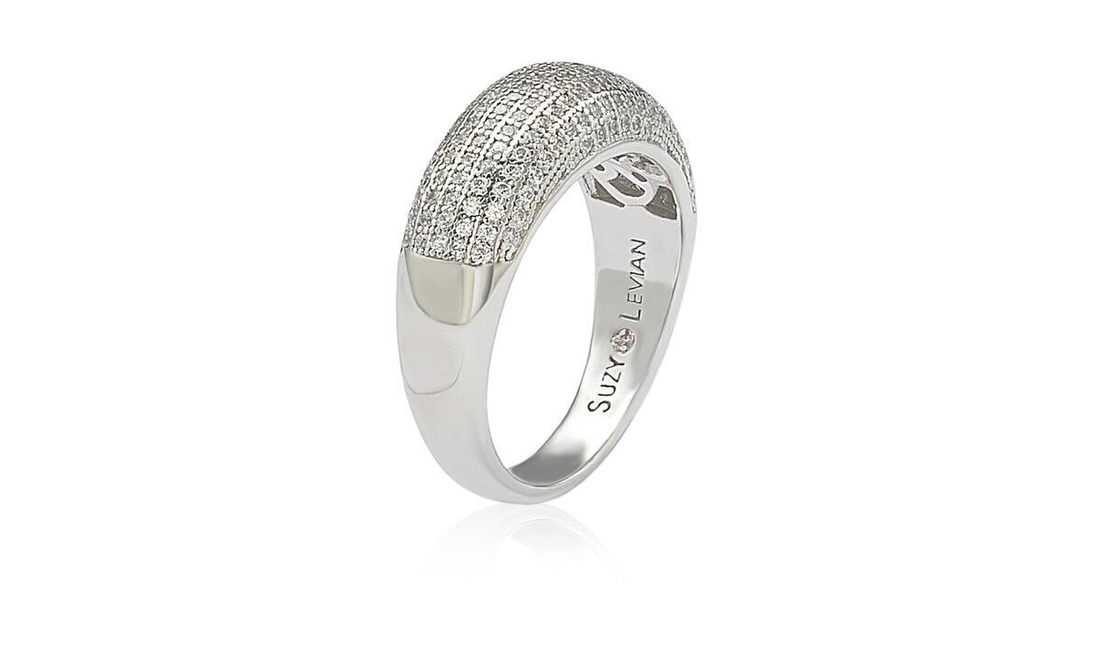 Suzy Levian New York Suzy Levian Sterling Silver Cubic Zirconia Anniversary Band Ring