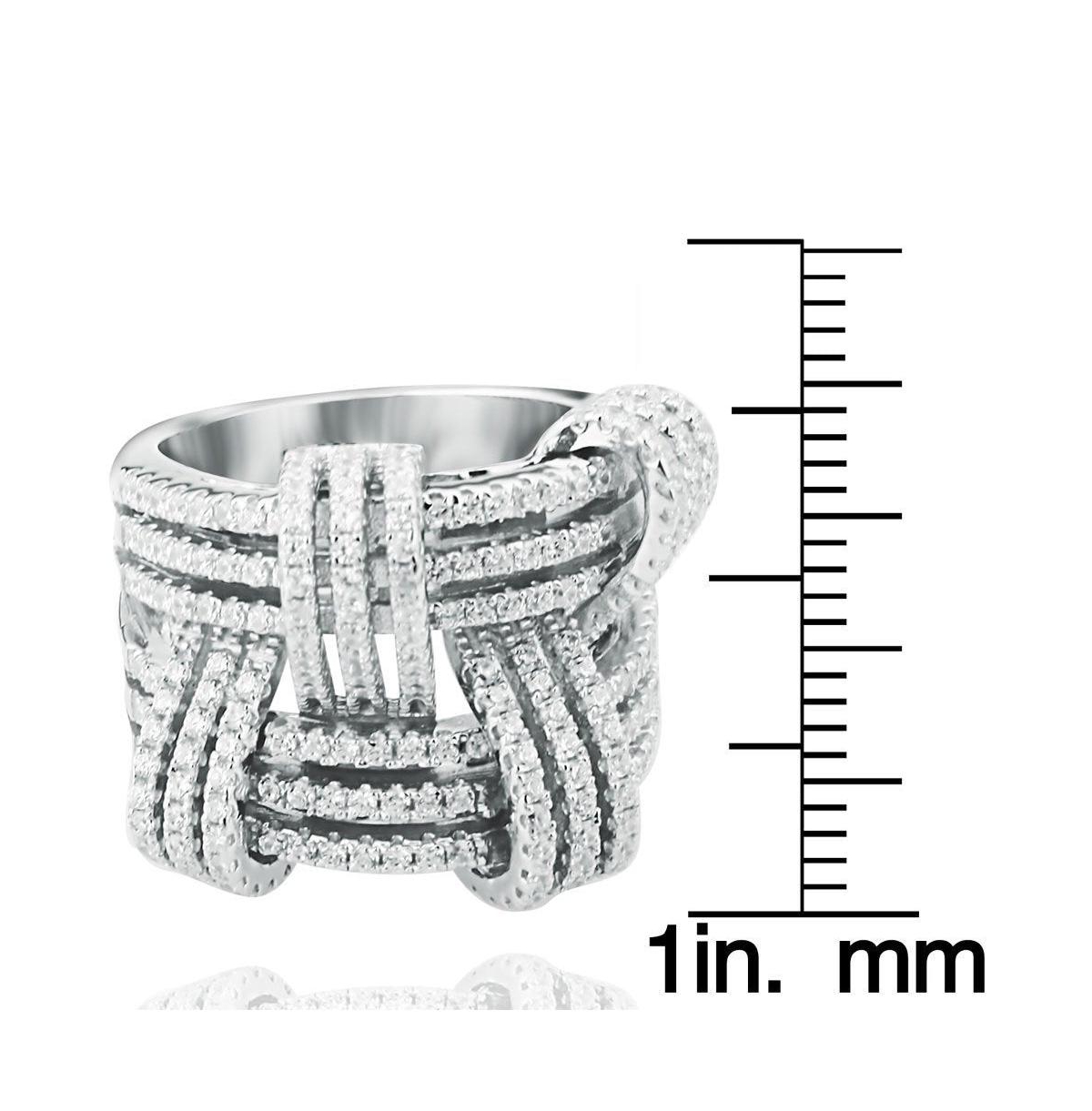 Suzy Levian New York Suzy Levian Sterling Silver Cubic Zirconia Weaving Wide Band Ring