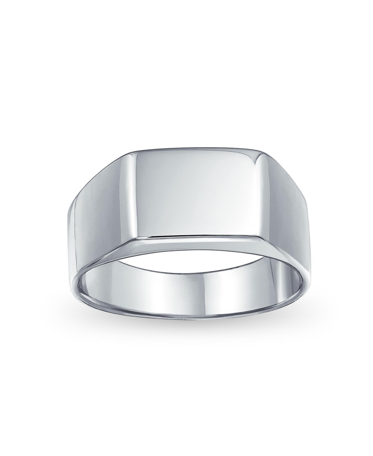 Geometric Simple Wide Rectangle Signet Ring For Men .925 Sterling Silver Shinny Finish - Silver