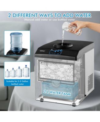 2-in-1 Stainless Steel Countertop Ice Maker with Water Dispenser