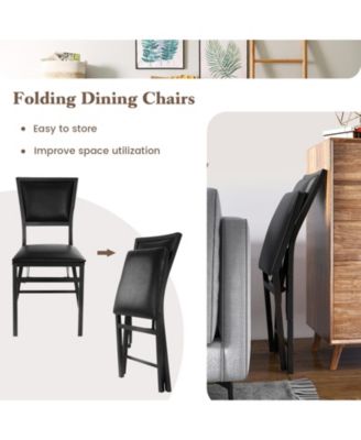 Set of 2 Metal Folding Dining Chair with Space Saving Design