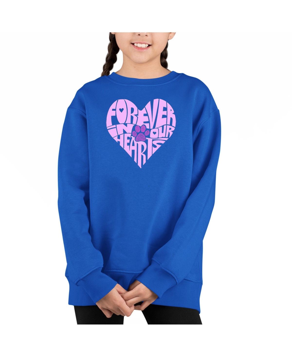 La Pop Art Girls Forever In Our Hearts Word Art Crewneck Sweatshirt