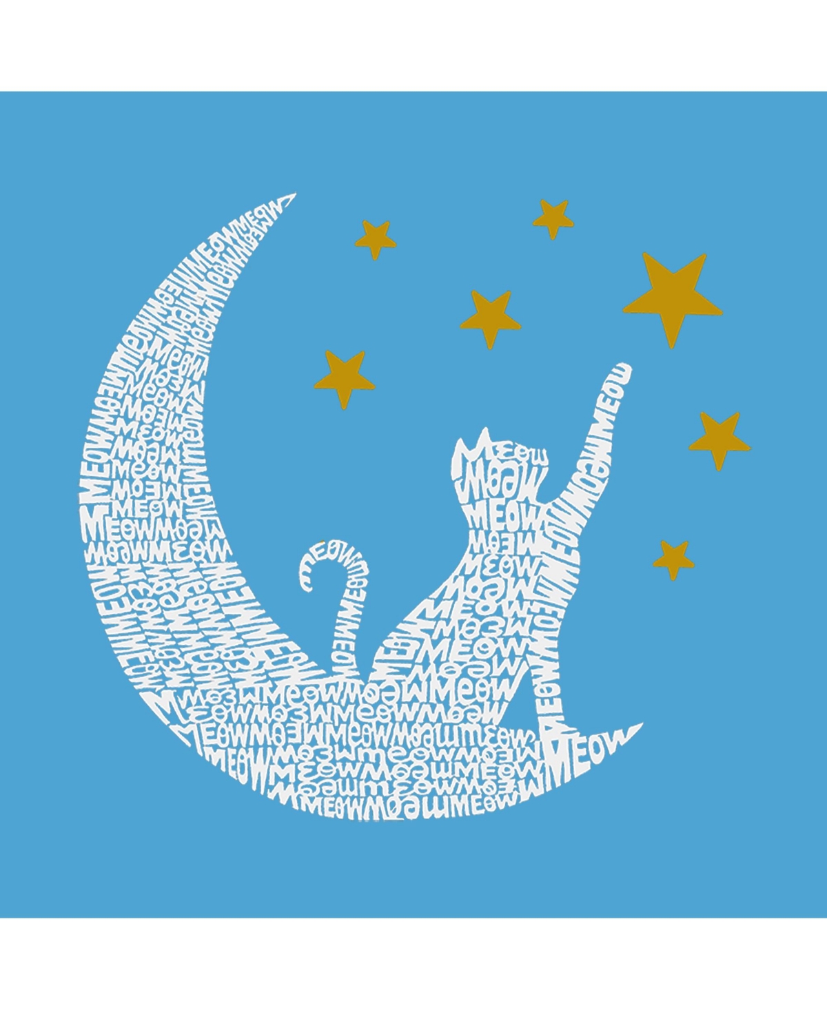 La Pop Art Girls Cat Moon Word Art T-Shirt
