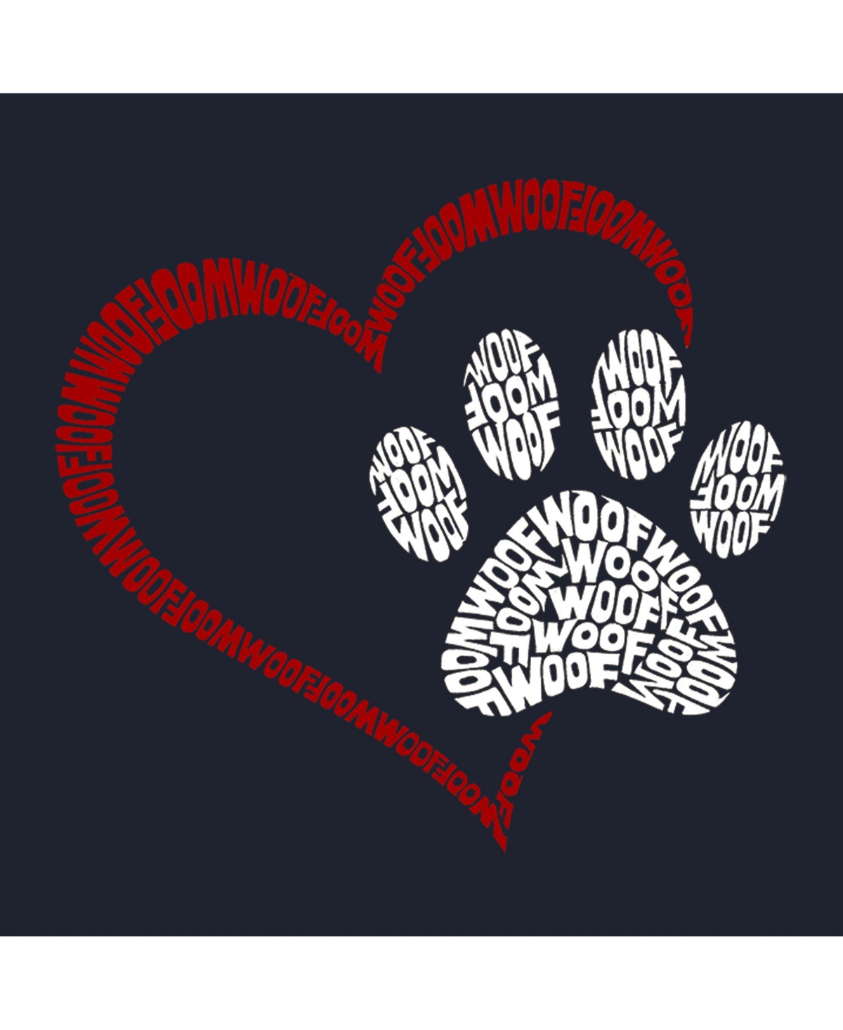 La Pop Art Boys Paw Heart Word Art Hooded Sweatshirt
