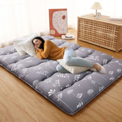 Futon Mattress Full Size, Floral Print Floor Mattress Pad Portable Dorm Sleeping Pad, 54"x 80"