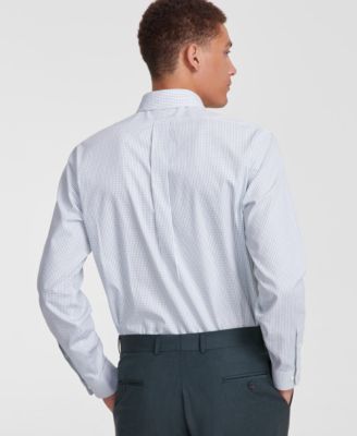 Men’s Regular Fit Non-Iron Spread Collar Check Pinpoint Dress Shirt