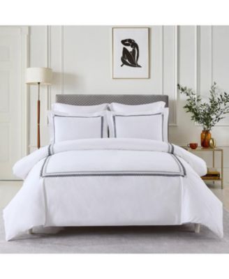100% Cotton Sadie Percale Embroidered 3-Pc. Duvet Cover Set, Full/Queen