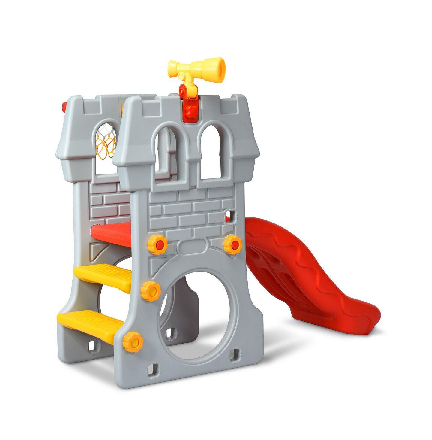Детский игровой набор INOLAIT 5 in 1 Toddler Climber Slide Playset with Basketball Hoop and Telescope — фото 8