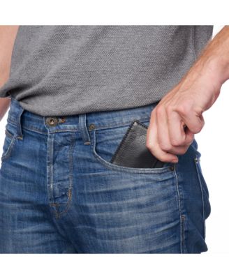 Men RFID Safe Minimalist Front Pocket Wallet Leather Thin Card Case