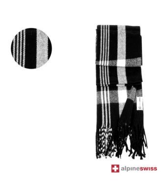 Men's Scarf Soft Knit Winter Scarves Plaid Striped or Solid Neck Covering Long Warm Stylish