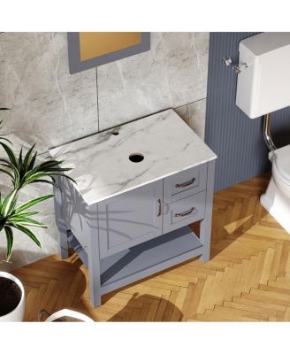 30" Vanity with Mirror, Faucet, and Marble Top