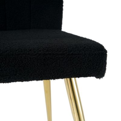 Teddy Wool Dining Chairs with Goldplated Legs (Set of 4)