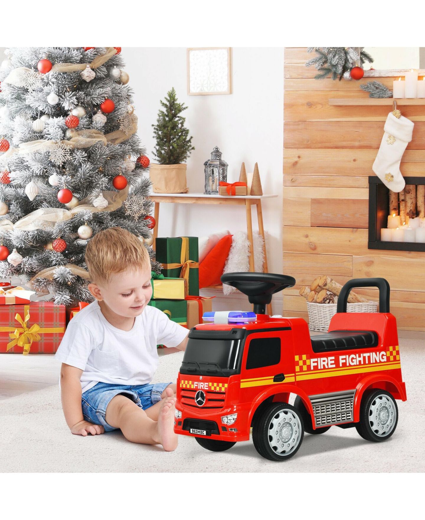 Детская игрушка SUGIFT Licensed Mercedes Benz Fire Engine Racer Ride-On Push Car, Ages 1+ — фото 5