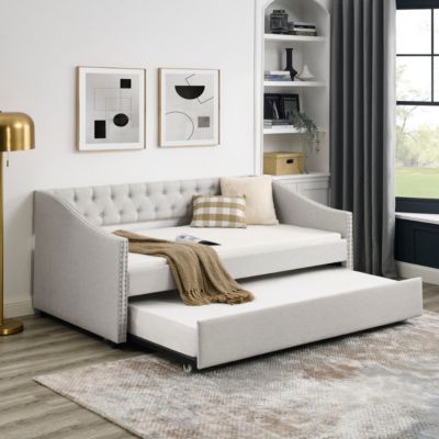 Upholstered Twin Daybed with Trundle