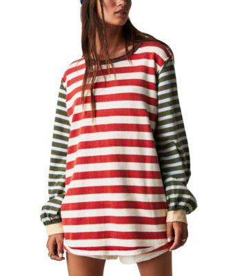 New Free People Stripey Prep Tee Striped Long Sleeve T Shirt offers Tunic