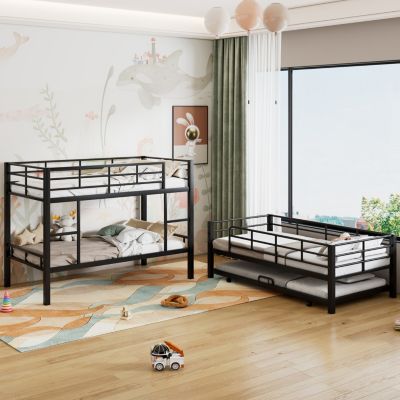 Streamdale Metal Twin Size Triple Bunk Bed With Trundle
