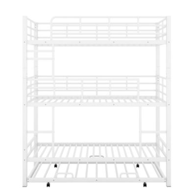 Twin Size Metal Triple Bunk Bed With Trundle