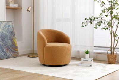Streamdale Khaki Teddy Fabric Accent Barrel Chair