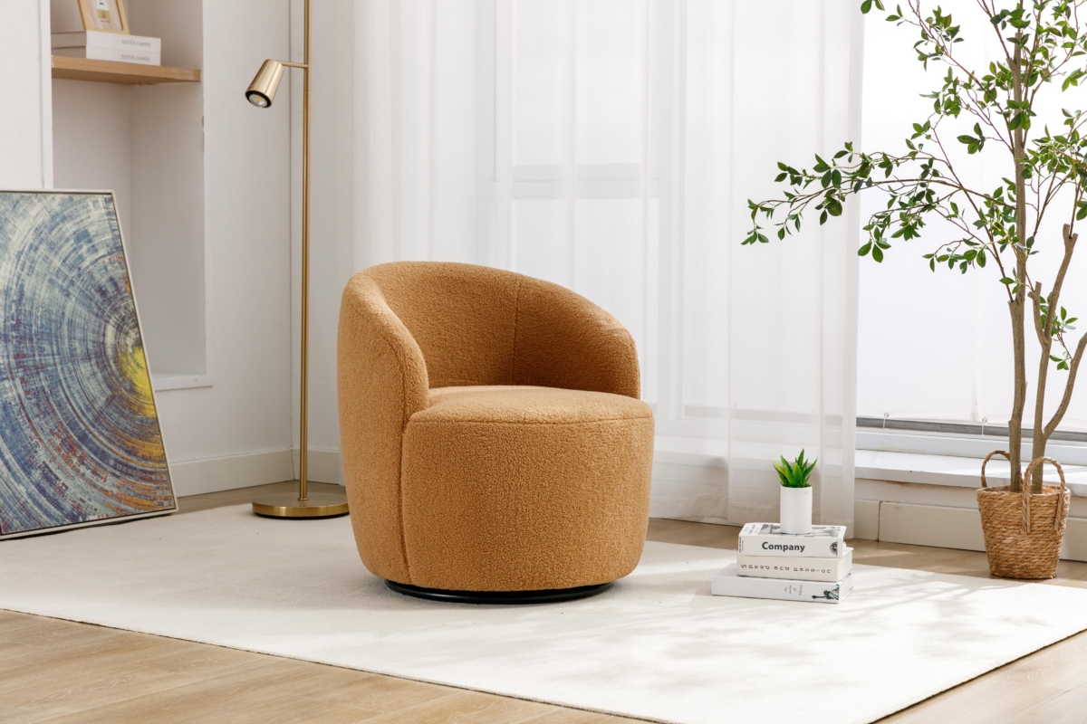 Streamdale Khaki Teddy Fabric Accent Barrel Chair