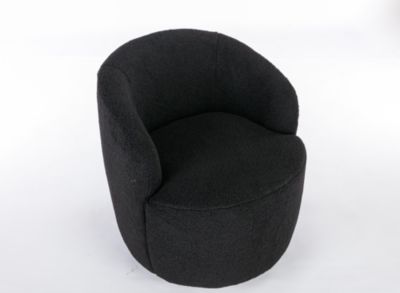Teddy Fabric Swivel Barrel Chair with Black Ring