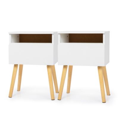 Streamdale Modern White Bedside Table with Drawers and Shelves
