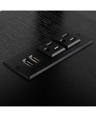  Black End Table with Charger & Narrow Nightstand