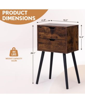 2-Drawer Nightstand in Rustic Brown