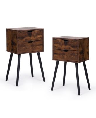 2-Drawer Nightstand in Rustic Brown
