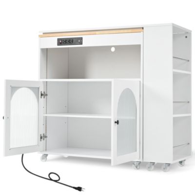 Streamdale Portable Kitchen Island with LED Lights & Storage