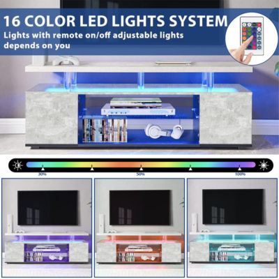 Streamdale Gray 70 Inch TV Stand with LED Gaming Console