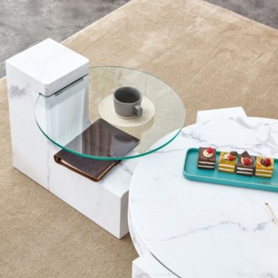 Marble Textured MDF Coffee Table Set for Home Decor