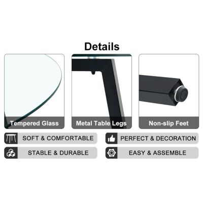 Glass Table & Chairs - Black Metal