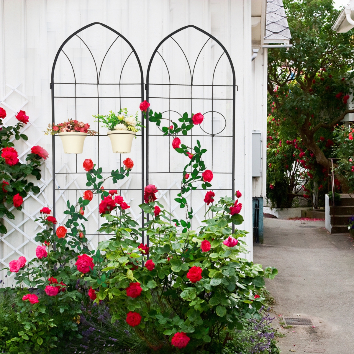 Metal Garden Trellis 78.7" X 19.7" for Climbing Plants