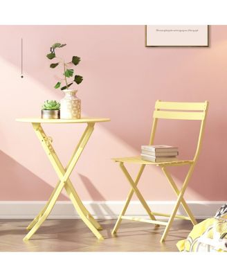 Streamdale 3 Piece Patio Bistro Set Of Foldable Round Table And Chairs, Yellow