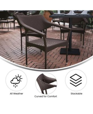 Cheri Fade And Weather Resistant Modern Pe Rattan Patio Dining Chair With Reinforced Steel Frame, Set of 4