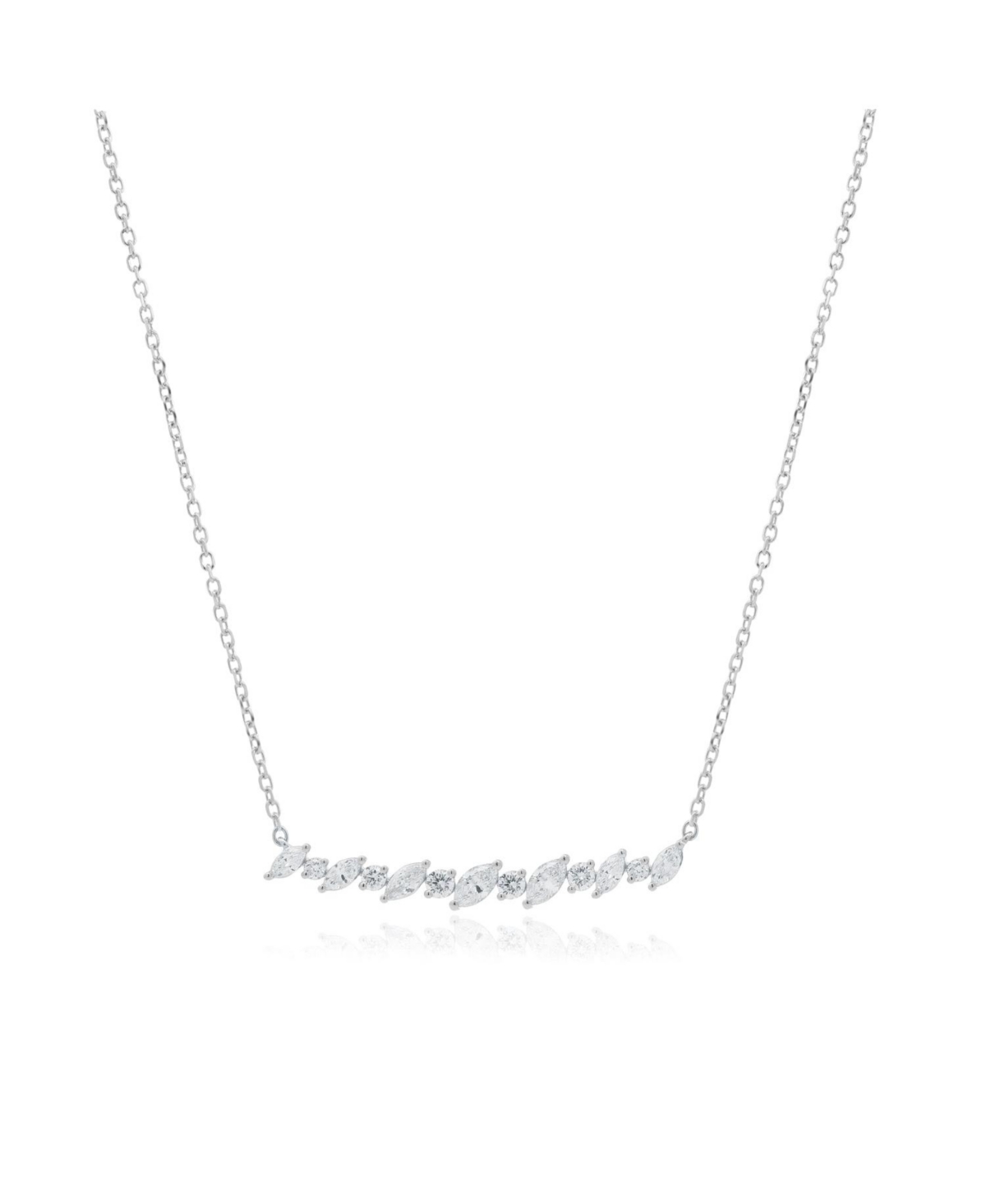 Marquise and Round Diamond Bar Necklace - Gold