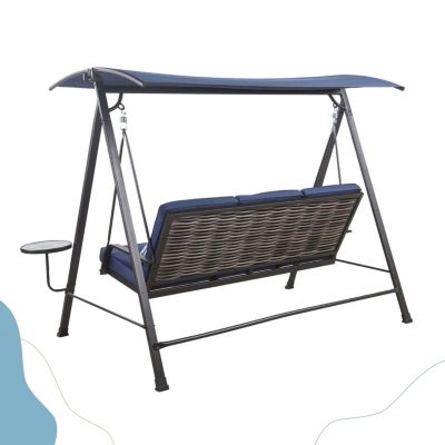 Steel 3-Seater Swing Porch Swing With Canopy