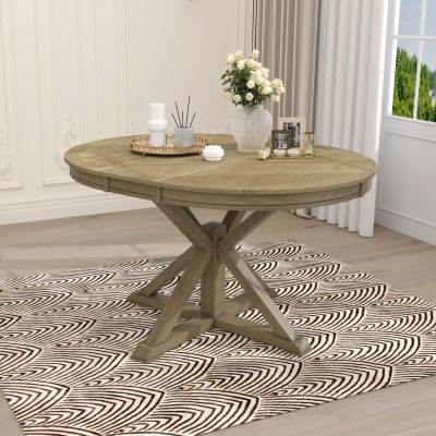 12" Leaf  with  Retro Extendable Dining Table