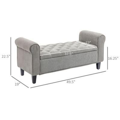 50" Bed End Bench with Ottoman and Storage,