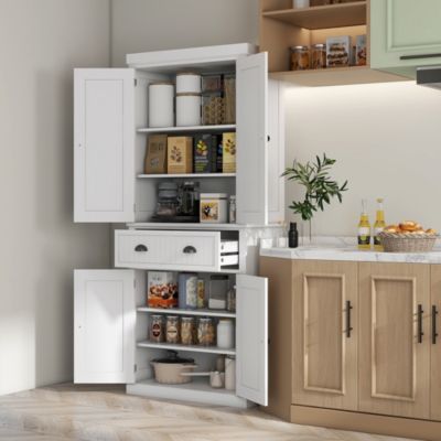 72" Kitchen Pantry Storage Cabinet with Drawer, Adjustable Shelves