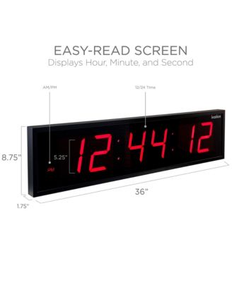 Large Digital Clock, 36" LED Wall Clock with Alarms, Timer & More
