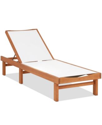 Outdoor Wood Chaise Lounge Chair with 5-Postion Adjustable Back