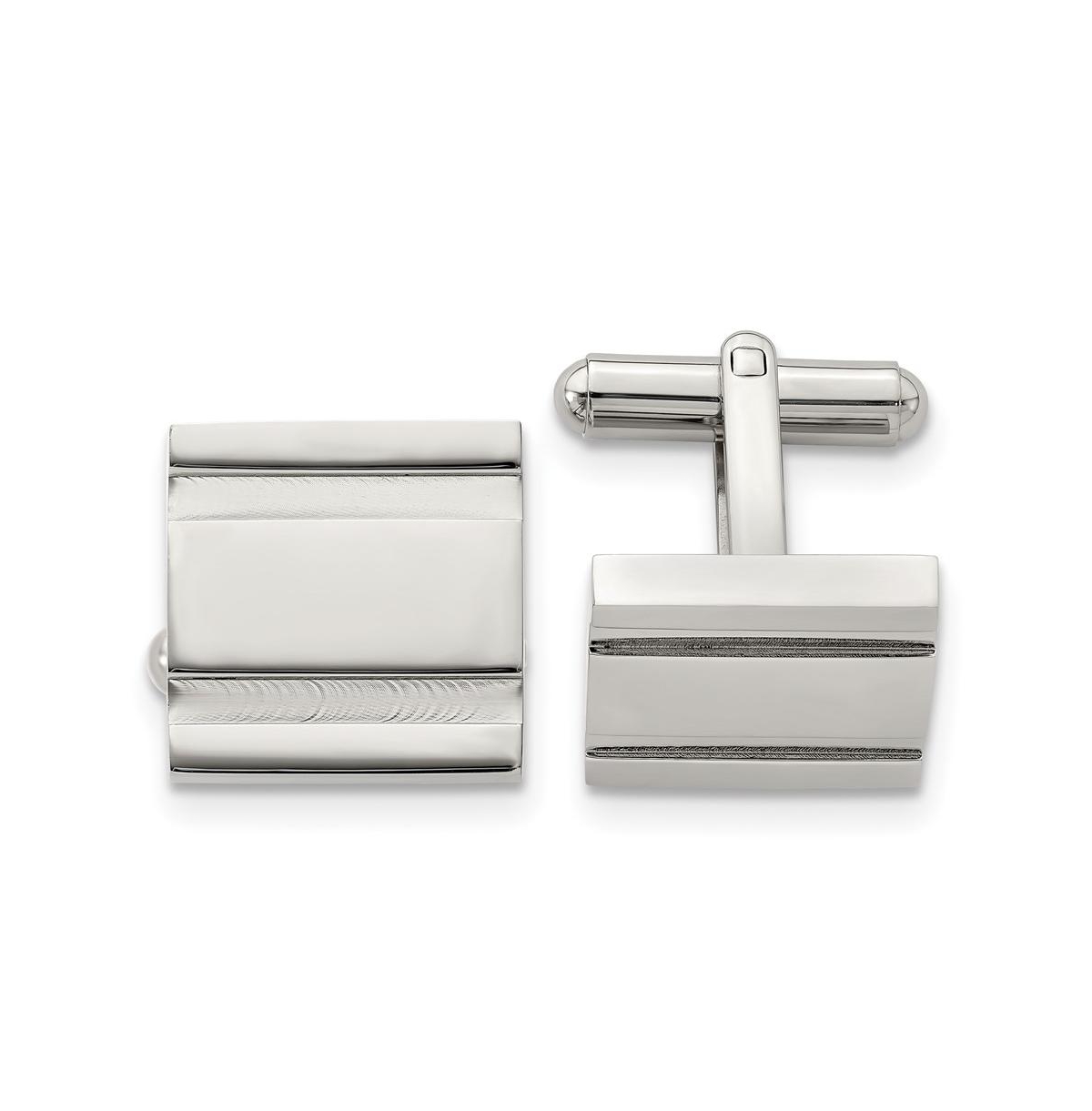 Stainless Steel Polished Square Cufflinks - White