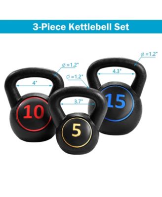 Kettlebell Set 3-Piece 5lb 10lb 15lb Weight Set for Home Workouts