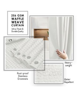 Heavy Duty Fabric Water-resistant Waffle Design Shower Curtains - 72"x72"