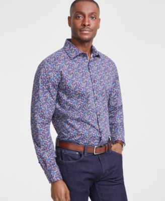 Men's Dress Shirt (White Flower shops Design)