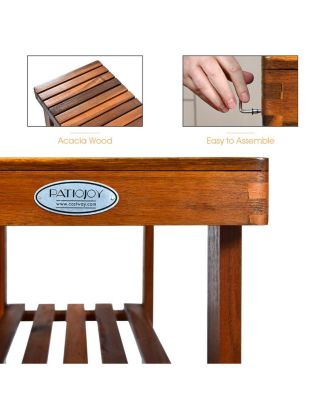 3-Tier Wood Shoe Rack 27.5&#39; Shoe Bench Freestanding Boots Organizer Heavy-duty