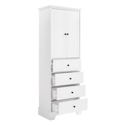 Storage Cabinet with 2 Doors, 4 Drawers - MDF, Painted Finish