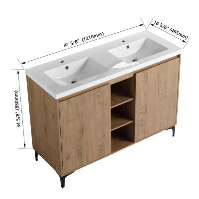 Streamdale 48" Freestanding Vanity with Double Sink and Soft-Close Hinges