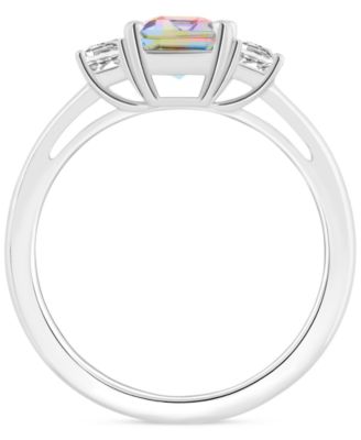 Mystic Topaz (2 ct. t.w.) & White Topaz (3/4 ct. t.w.) Emerald-Cut Statement Ring in Sterling Silver (Also in Pink Topaz)